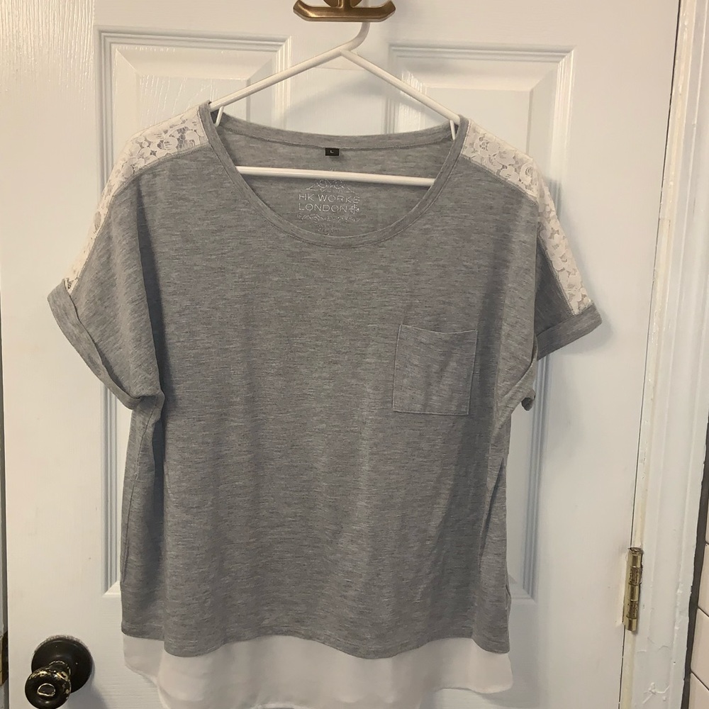 EUC large oversized shirt with lace details